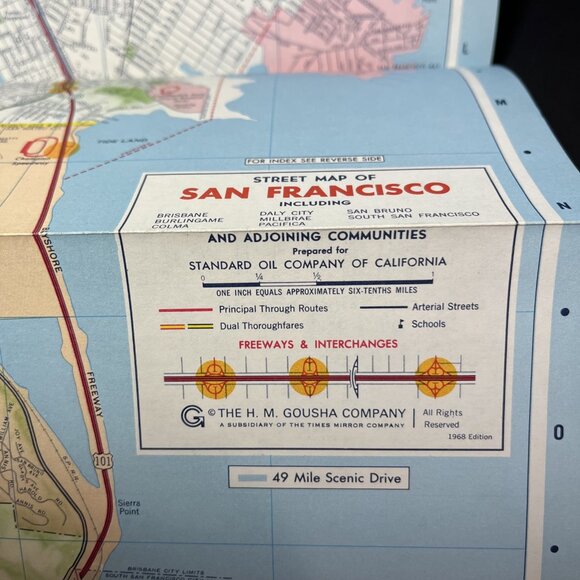 VTG. 1968 Lot Of 3 Chevron Maps Califorina, Orange County, San Francisco USA - Picture 4 of 14